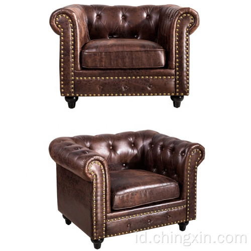 Sofa Ruang Tamu Gaya Amerika KD Tufted Chesterfield Arm Chair
